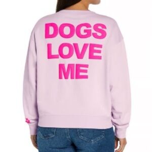 Wildfox Pink & Lilac  “DOGS Love Me”Crewneck  Sweatshirt, size Large